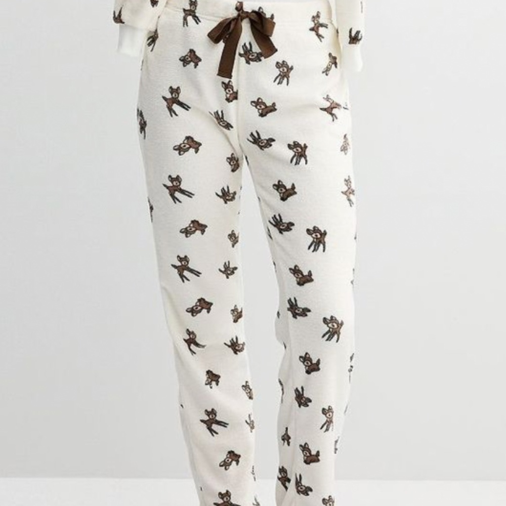 Harper & Ivy "Pajama pants in plush ivory Bambi" NWT